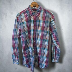 Peter Millar Mens Medium Plaid Button Down Shirt Multicolor  preppy size med